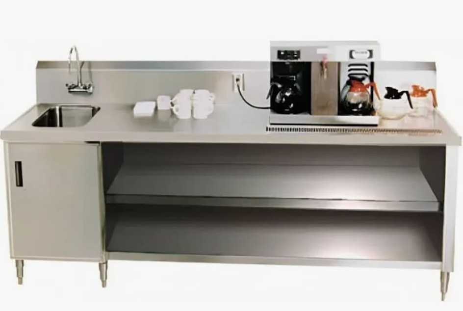 Winholt Stainless Steel Beverage Counter with Built-in Sink